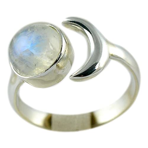 Rainbow Moonstone 925 Sterling Silver Handmade Statement Ring- Rainbow Moonstone Boho June Birthstone Jewelry - Perfect Gift for Her Birthday Anniversary Christmas Valentine Day