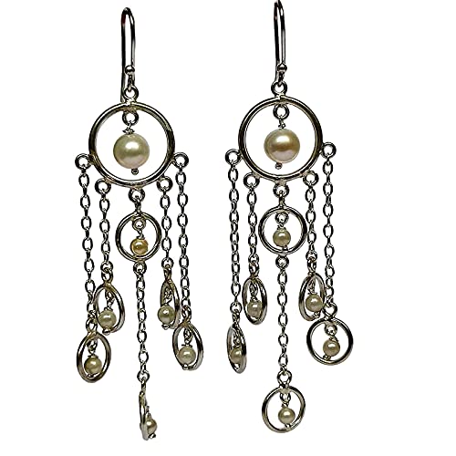 Navya Craft Freshwater Pearl 925 Sterling Silver Earrings for Women