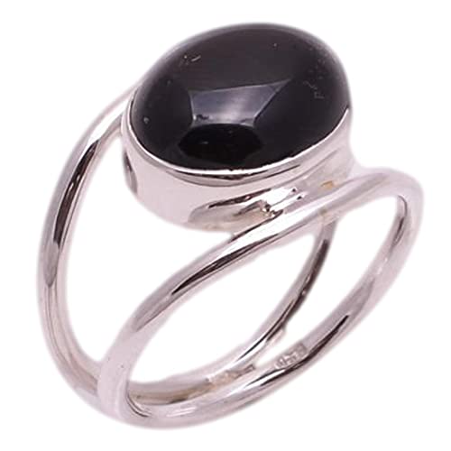 Navya Craft Black Onyx oval 925 Sterling Silver Ring for women Custom Size 4 to 14 US