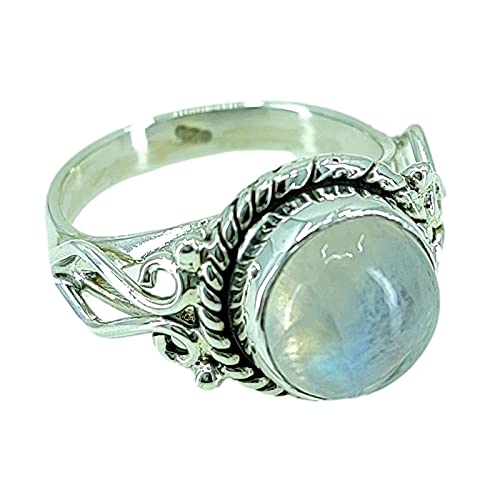 Rainbow Moonstone 925 Sterling Silver Handmade Statement Ring - Boho June Birthstone Jewelry - Perfect Gift for Her Birthday Anniversary Christmas Valentine Day