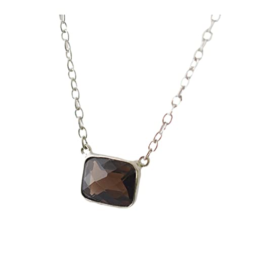 Navya Craft Smoky Quartz 925 Sterling Silver Women Necklace Smoky Gemstone Jewelry Christmas Anniversary Birthday Valentine day Gift for her