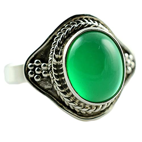 Green Onyx 925 Sterling Silver Handmade Ring - Boho July Birthstone Jewelry - Perfect Gift for Her Birthday Anniversary Christmas Valentine Day