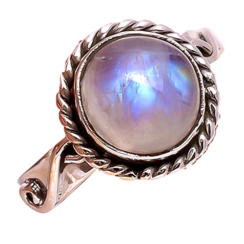 Rainbow Moonstone 925 Sterling Silver Handmade Statement Ring- Boho June Birthstone Jewelry - Perfect Gift for Her Birthday Anniversary Christmas Valentine Day