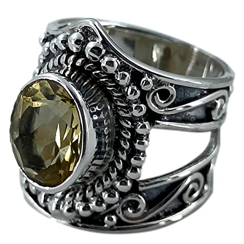 Navya Craft Citrine Oval 925 Sterling Silver Handmade Ring for Women