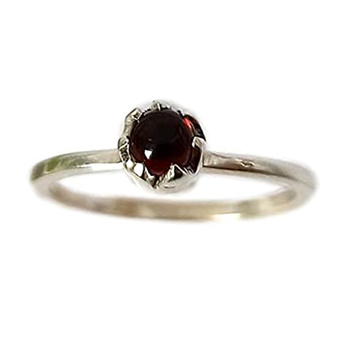 Garnet 925 Sterling Silver Handmade Ring - Boho January Birthstone Jewelry - Perfect Gift for Her Birthday Anniversary Christmas Valentine Day