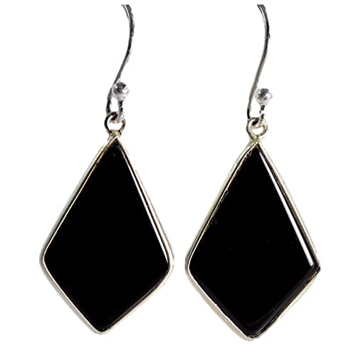 Navya Craft Black Onyx 925 Solid Sterling Silver Handmade Dangle Drop boho Earrings Black Gemstone Black Stone June Birthstone Jewelry for Christmas Anniversary Birthday Valentine day Gift wife