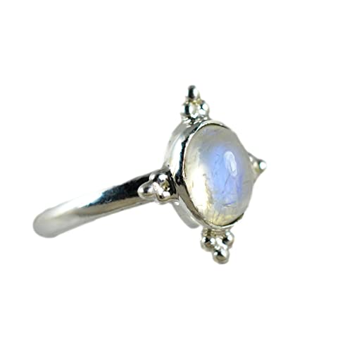 Rainbow Moonstone 925 Sterling Silver Handmade Statement Ring- Boho June Birthstone Jewelry - Perfect Gift for Her Birthday Anniversary Christmas Valentine Day