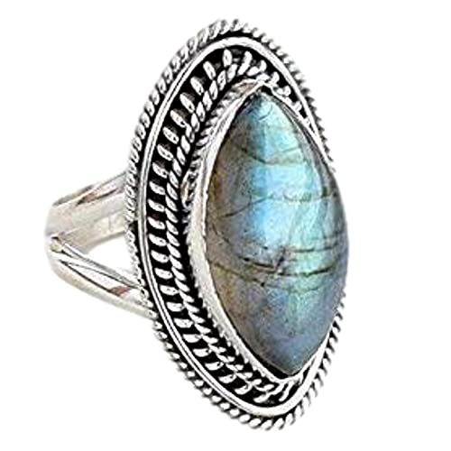 Navya Craft Labradorite Sterling Silver Handmade Ring Marquise Gemstone Boho Jewelry Gift for her Birthday Anniversary Christmas Valentine's Mothers Day