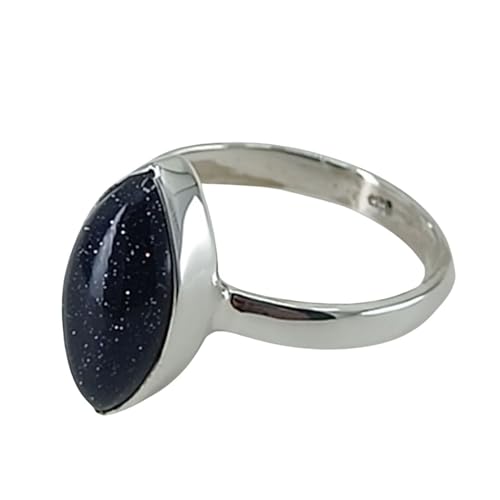 Navya Craft Blue Goldstone Silver Ring - Blue Goldstone Marquise 925 Sterling Silver Handmade Ring - Gift for Her - Valentine's Day Gift, Gemstone Statement Jewelry