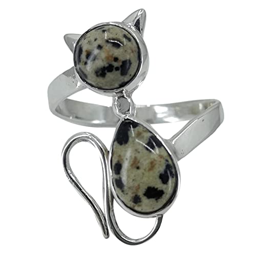 Dalmatian Jasper 925 Sterling Silver Handmade Ring - Boho March Birthstone Jewelry - Perfect Gift for Her Birthday Anniversary Christmas Valentine Day