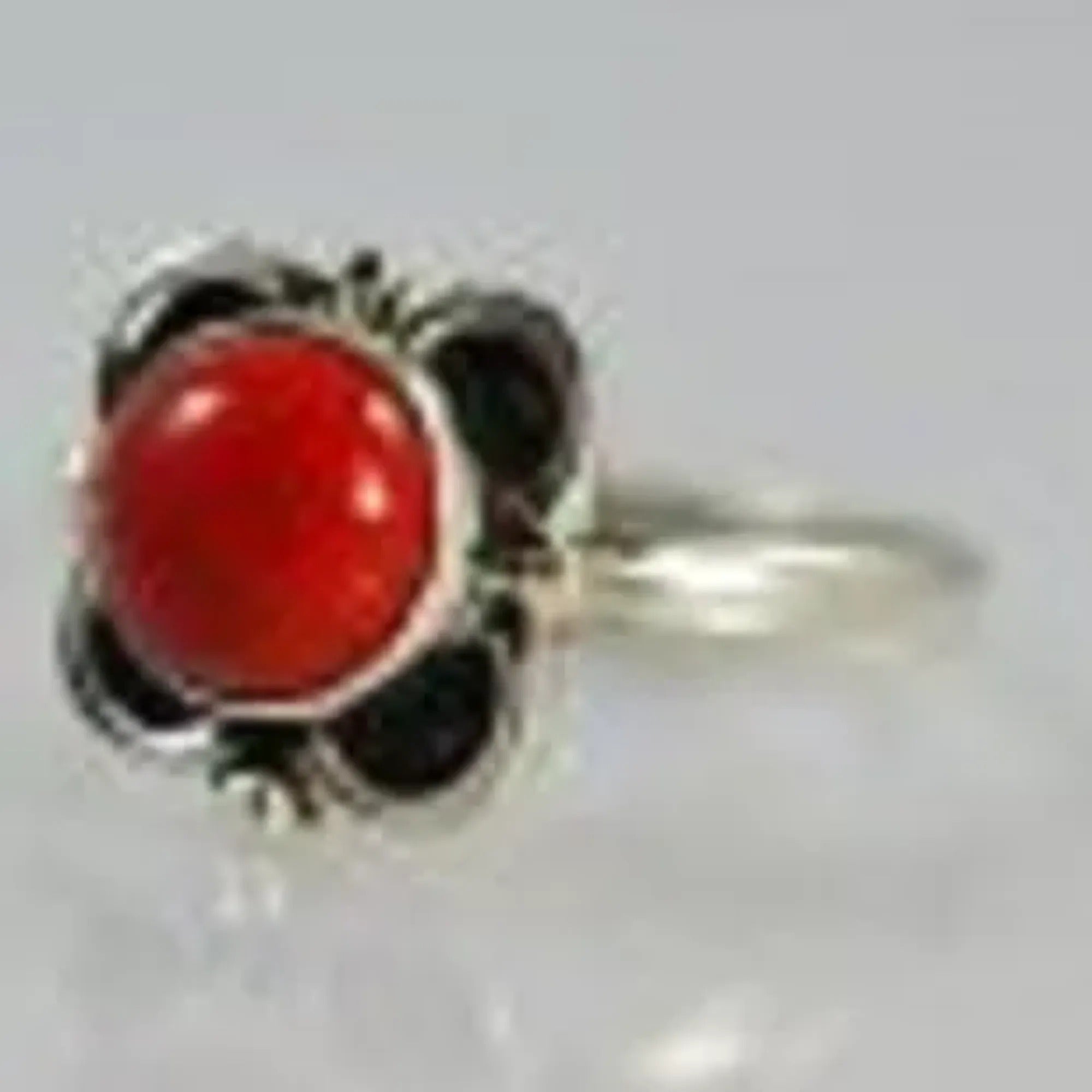 Coral Silver Ring, 925 Sterling Silver, Handmade Ring, Red Coral Gemstone, Round Shape Coral, Coral Silver Jewelry, Red Coral Silver Ring