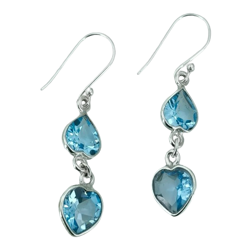 Navya Craft 925 Solid Sterling Silver Blue Topaz heart shape Handmade Women earrings Christmas Anniversary Birthday Valentine Day Gift wife her mother sister best friend