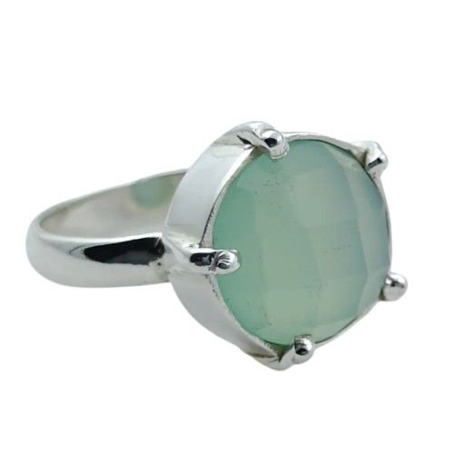 Navya Craft Chalcedony Silver Ring 925 Sterling Silver Handmade Jewelry Boho Ring Jewelry March Birthstone Month Custom US Ring Size 4 to 13