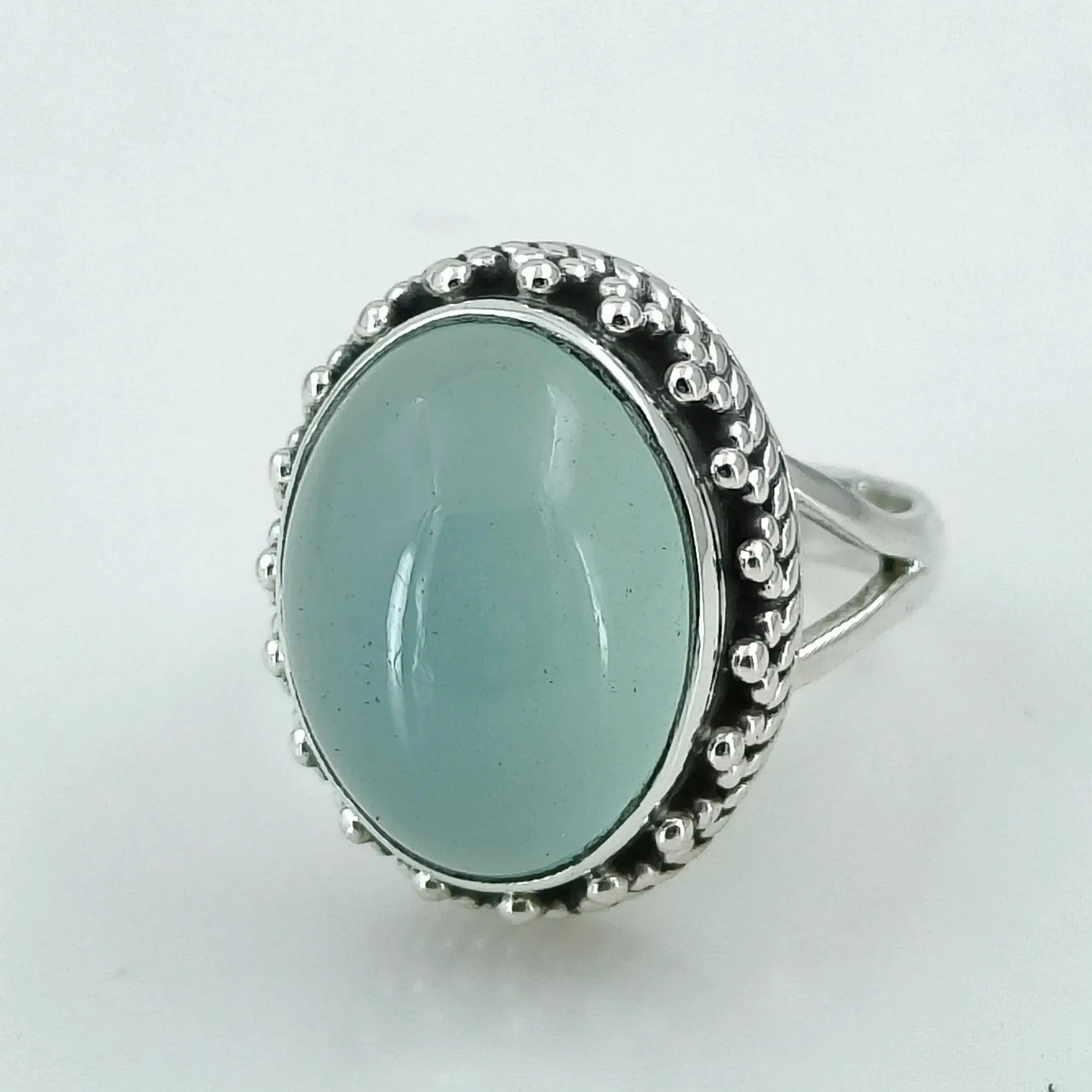 Navya Craft Chalcedony Silver Ring 925 Sterling Silver Handmade Jewelry Boho Ring Jewelry March Birthstone Month Custom US Ring Size 4 to 13