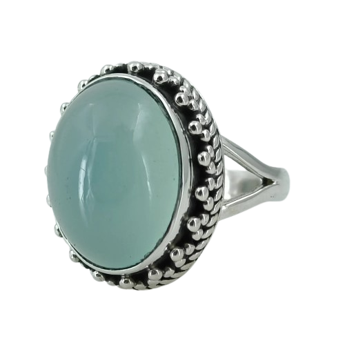 Navya Craft Chalcedony Silver Ring 925 Sterling Silver Handmade Jewelry Boho Ring Jewelry March Birthstone Month Custom US Ring Size 4 to 13