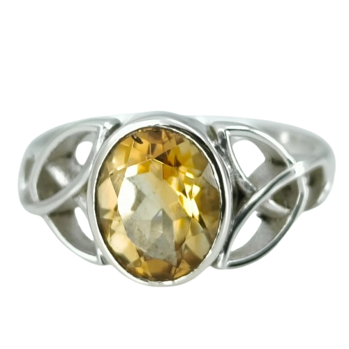 Citrine Celtic Knot Ring, 925 Sterling Silver Promise Ring, Natural Yellow Gemstone Oval Handmade Jewelry, November Birthstone, Gift for Her