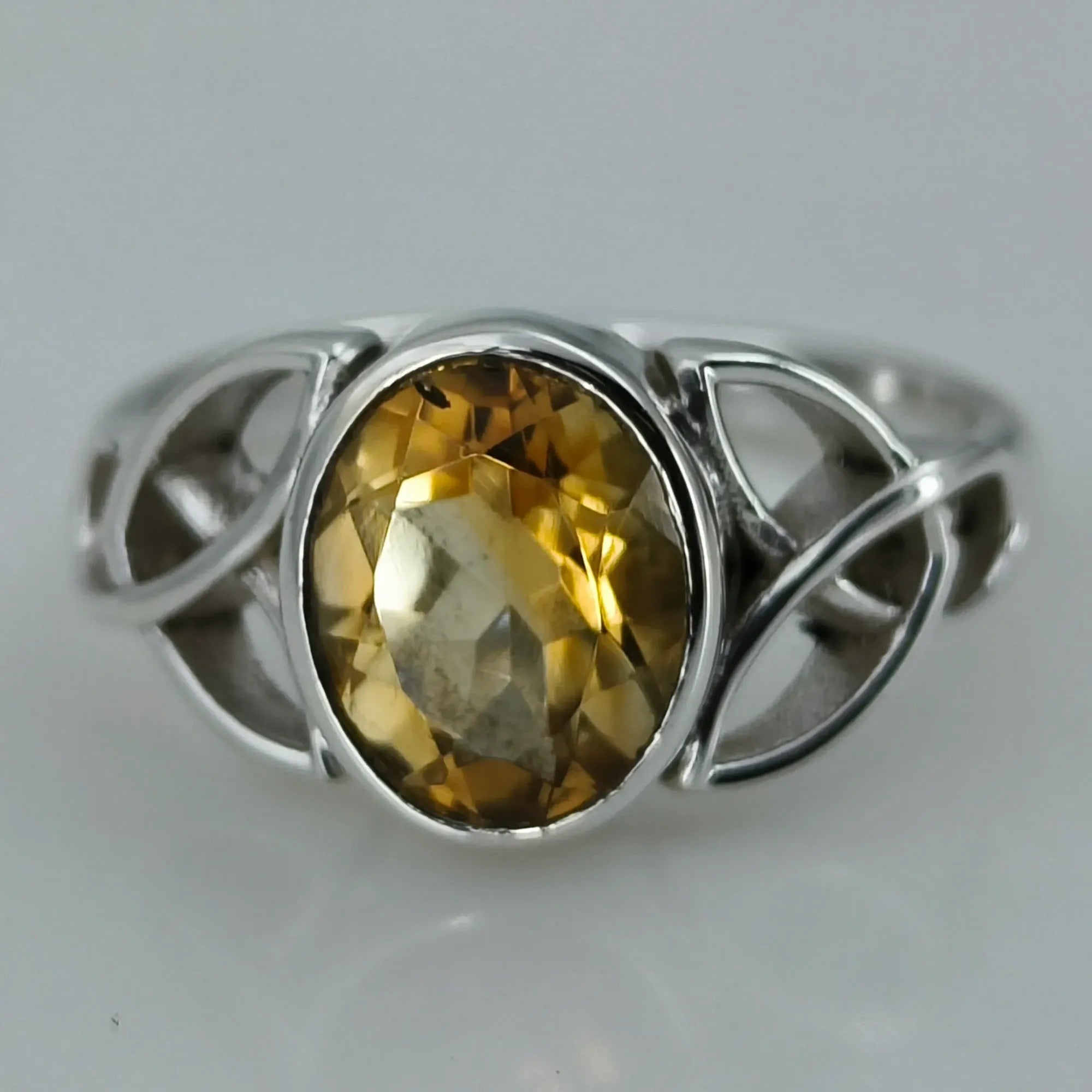 Citrine Celtic Knot Ring, 925 Sterling Silver Promise Ring, Natural Yellow Gemstone Oval Handmade Jewelry, November Birthstone, Gift for Her