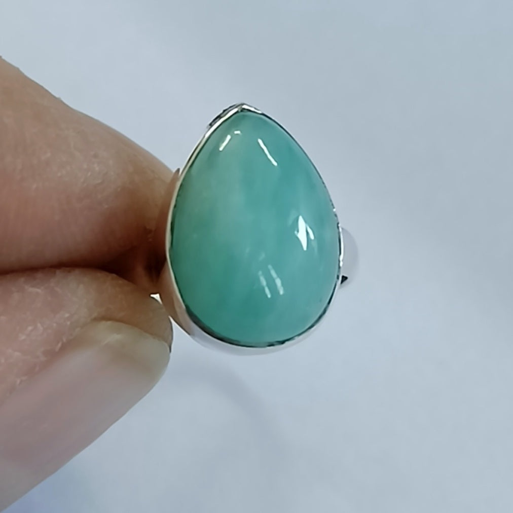 Navya Craft Amazonite Silver Ring - Amazonite Pear Shape 925 Sterling Silver Handmade Ring Size 4 to 13 - Gift for Her - Valentine's Day Gift, Gemstone Statement Jewelry