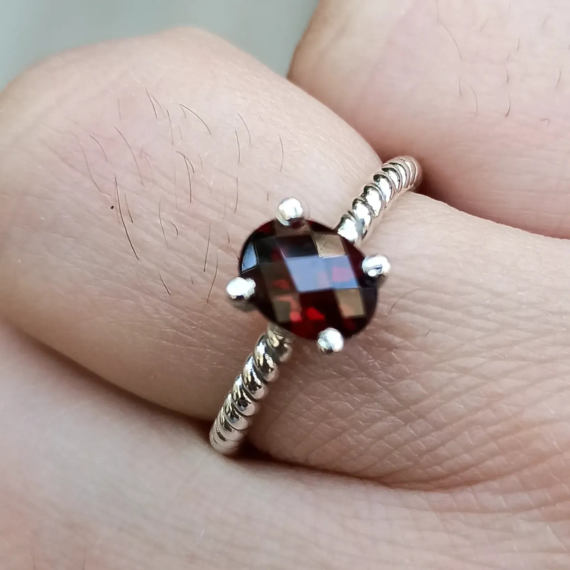 Garnet 925 Sterling Silver Handmade Ring - Boho January Birthstone Jewelry - Perfect Gift for Her Birthday Anniversary Christmas Valentine Day