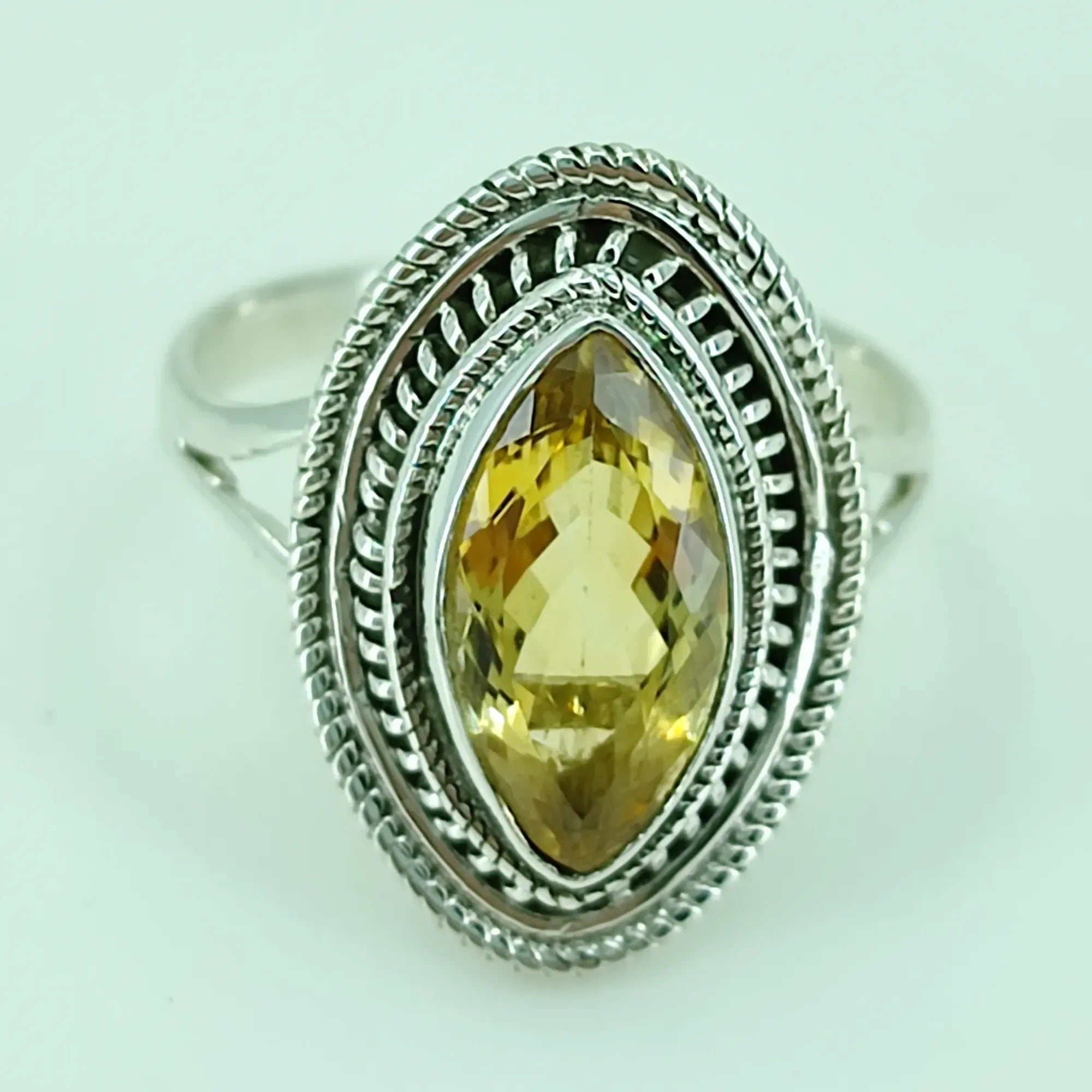 Navya Craft Citrine Marquise Shape 925 Sterling Silver Handmade Women Ring, Yellow Gemstone November Birthstone Jewelry Sizes 4 to 13 Christmas Anniversary Birthday Valentine Day Gift wife