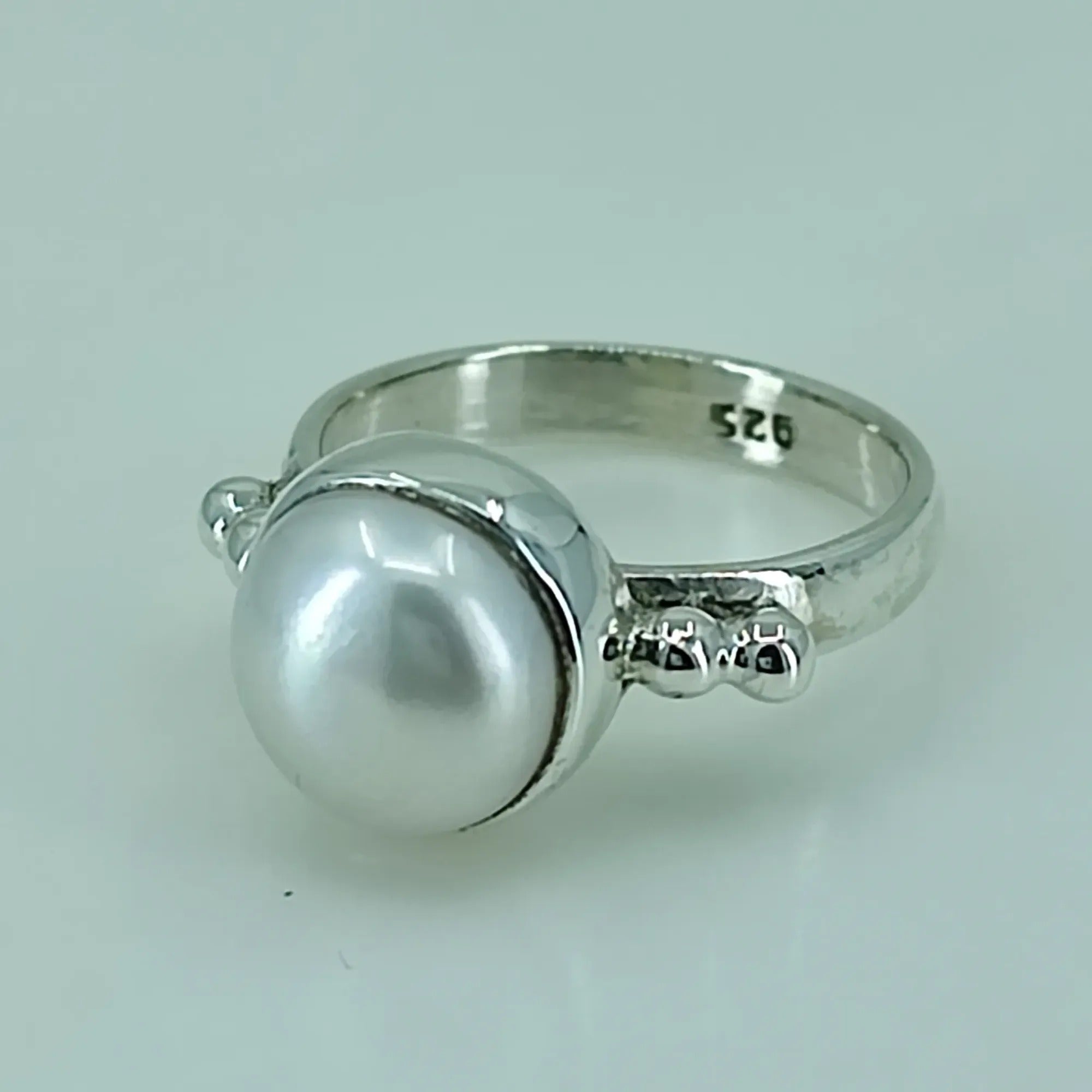 Freshwater Pearl 925 Sterling Silver Handmade Ring - Boho June Birthstone Jewelry - Perfect Gift for Her Birthday Anniversary Christmas Valentine Day