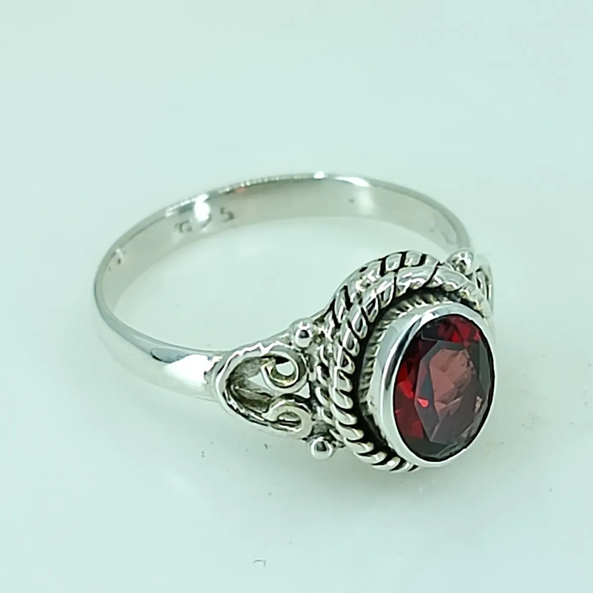 Red Garnet Oval 925 Sterling Silver Handmade Ring - Boho January Birthstone Jewelry - Perfect Gift for Her Birthday Anniversary Christmas Valentine