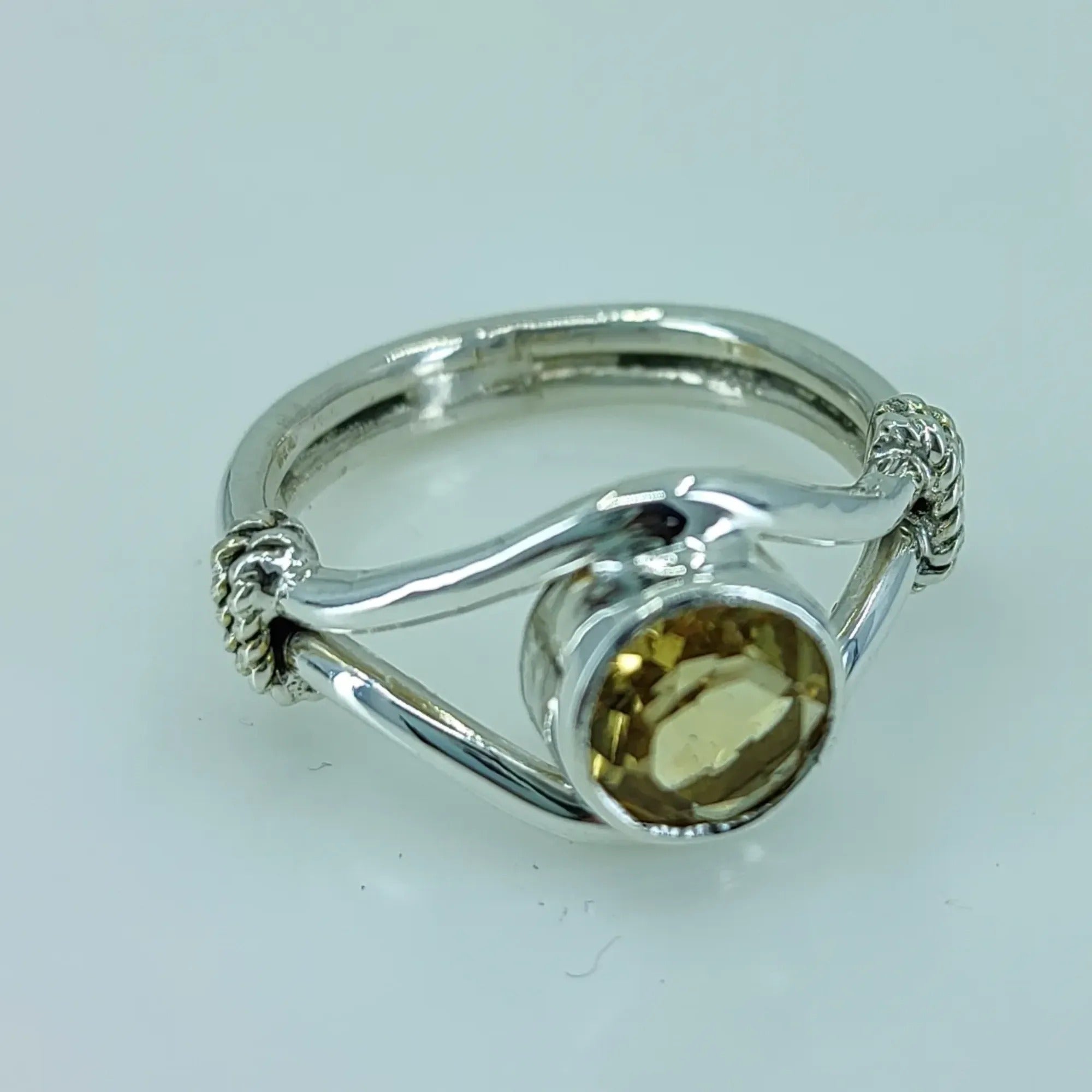 Citrine Round 925 Sterling Silver Handmade Ring - Boho November Birthstone Jewelry - Perfect Gift for Her Birthday Anniversary Christmas Valentine Day