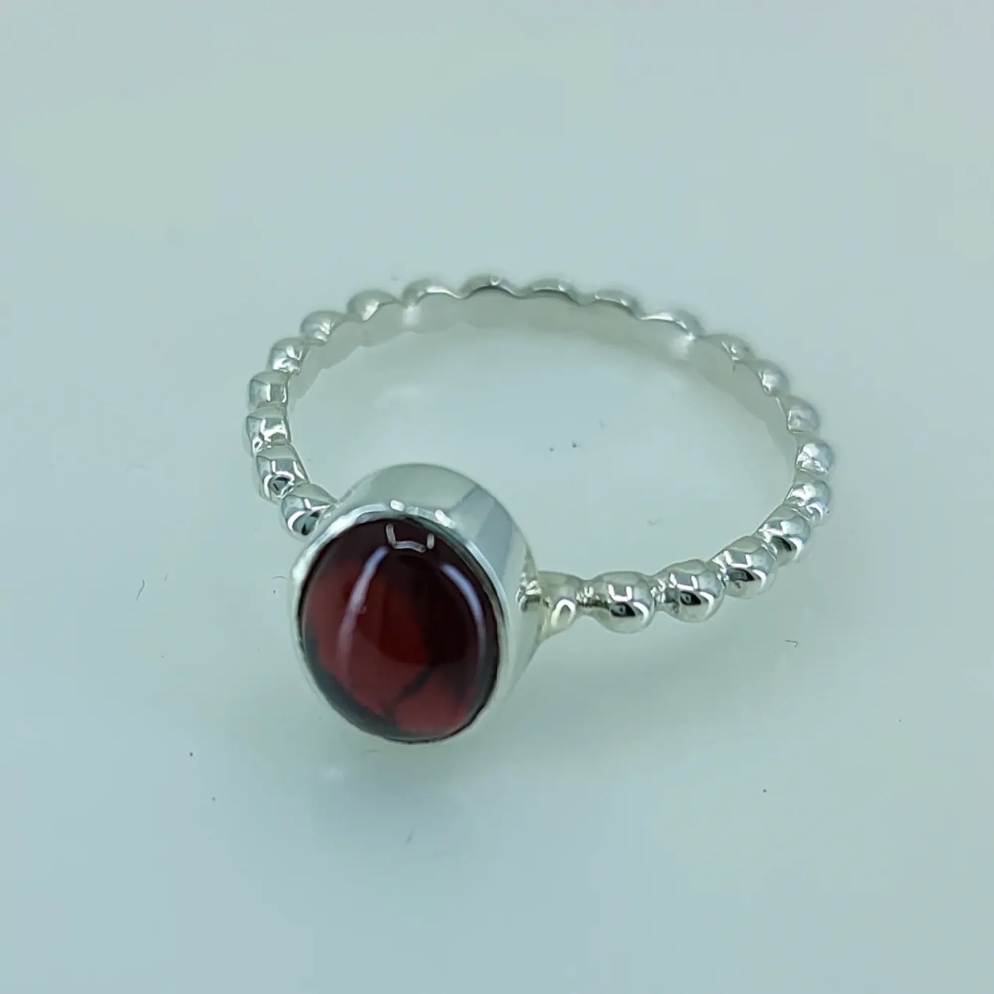 Garnet oval 925 Sterling Silver Handmade Ring - Boho January Birthstone Jewelry - Perfect Gift for Her Birthday Anniversary Christmas Valentine Day