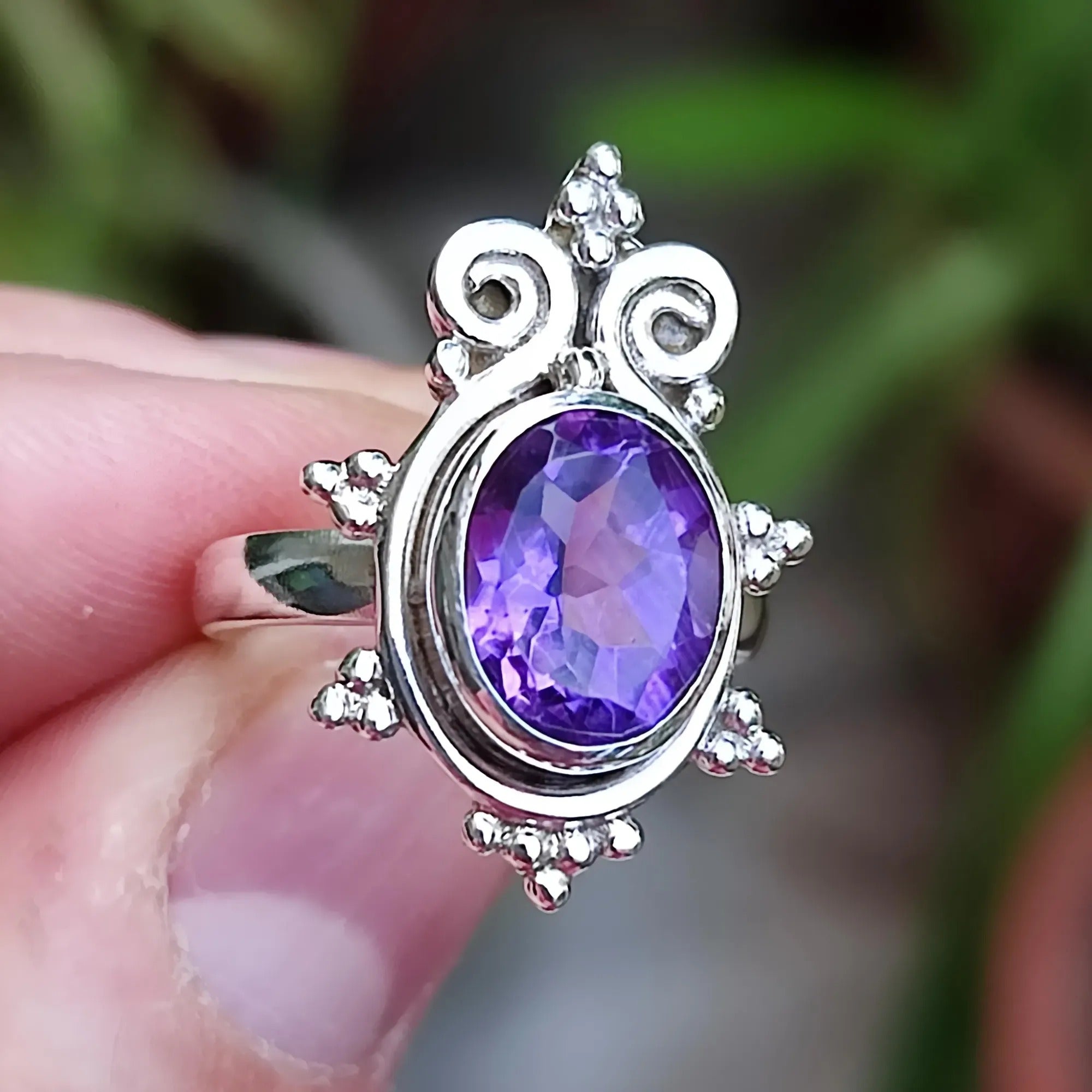 Navya Craft Amethyst 925 Sterling Silver Handmade Ring Boho Jewelry Size 4 to 14 US