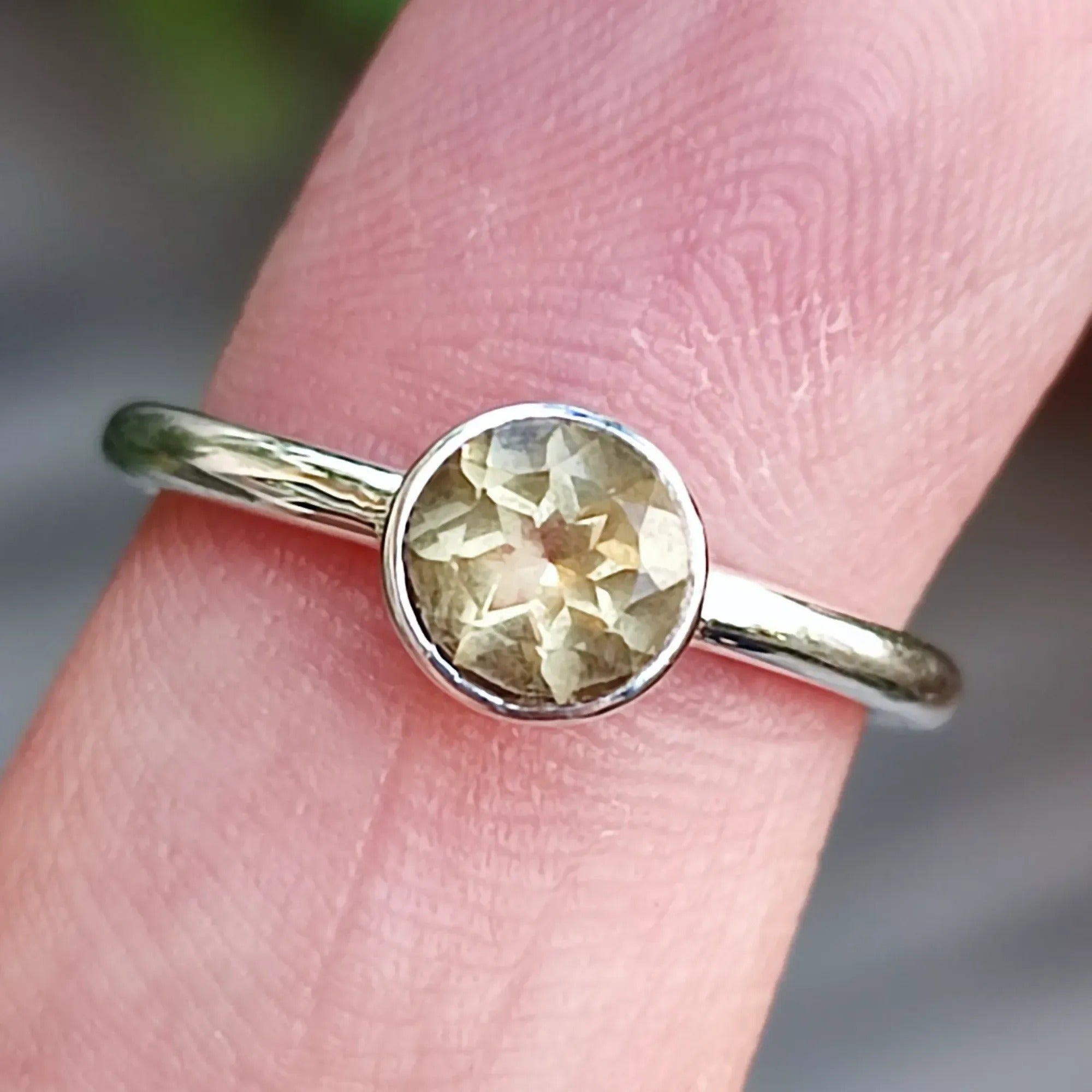 Citrine Round 925 Sterling Silver Handmade Ring - Boho November Birthstone Jewelry - Perfect Gift for Her Birthday Anniversary Christmas Valentine Day