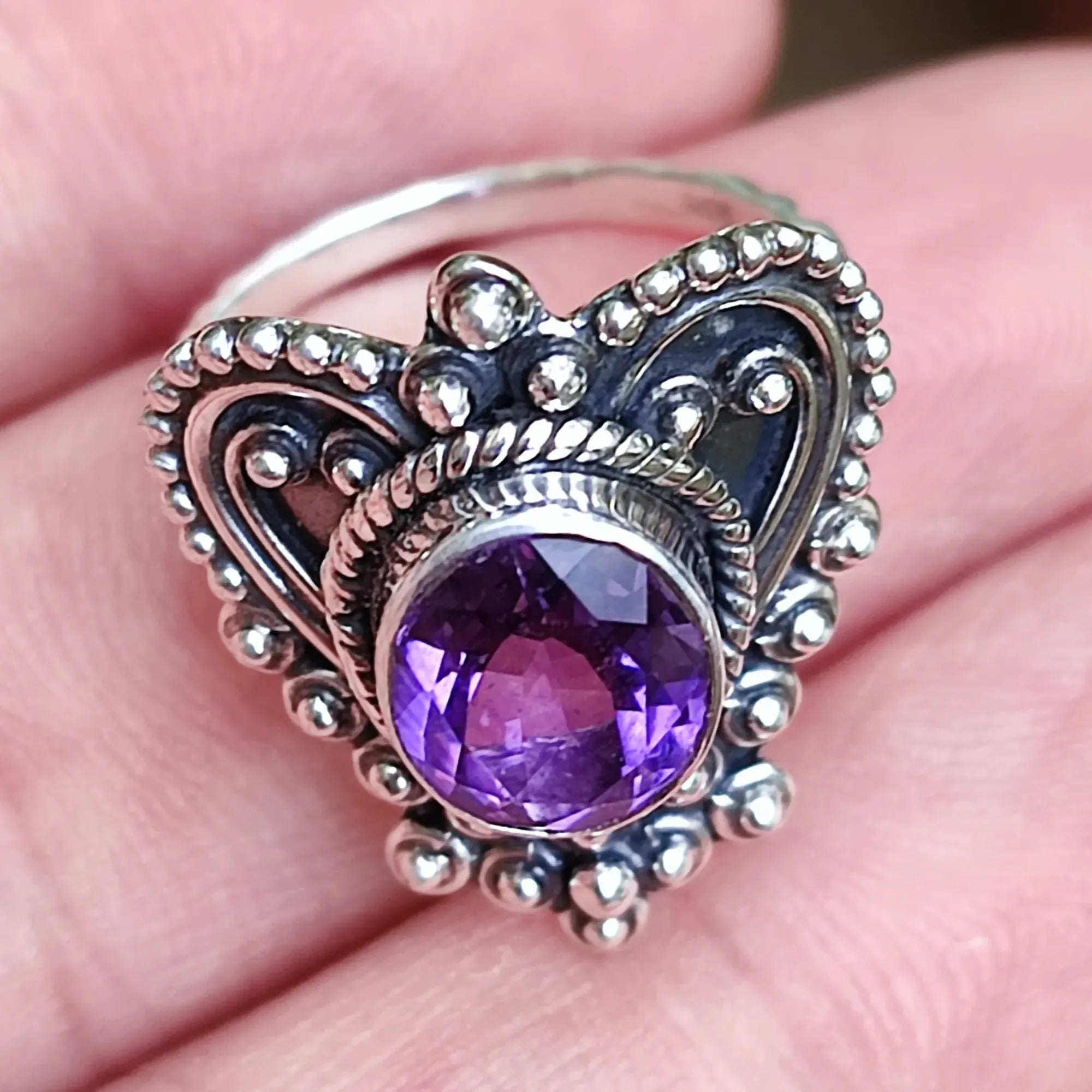 Amethyst And Citrine Ring: Oval Cut Sterling Silver Engagement Ring, Citrine Amethyst Handmade Ring