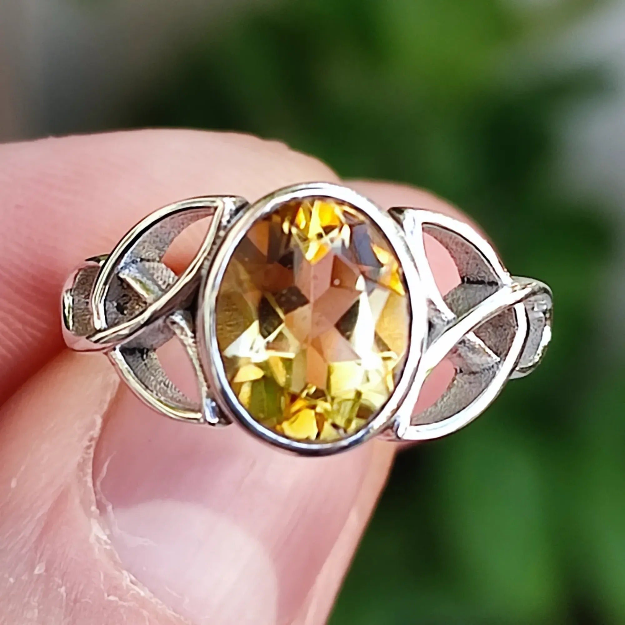 Navya Craft Citrine Celtic Knot Oval ring 925 Sterling Silver Ring Handmade Women Statement Boho Yellow Gemstone Jewelry November Birthstone Gift Christmas Anniversary Birthday Valentine Day