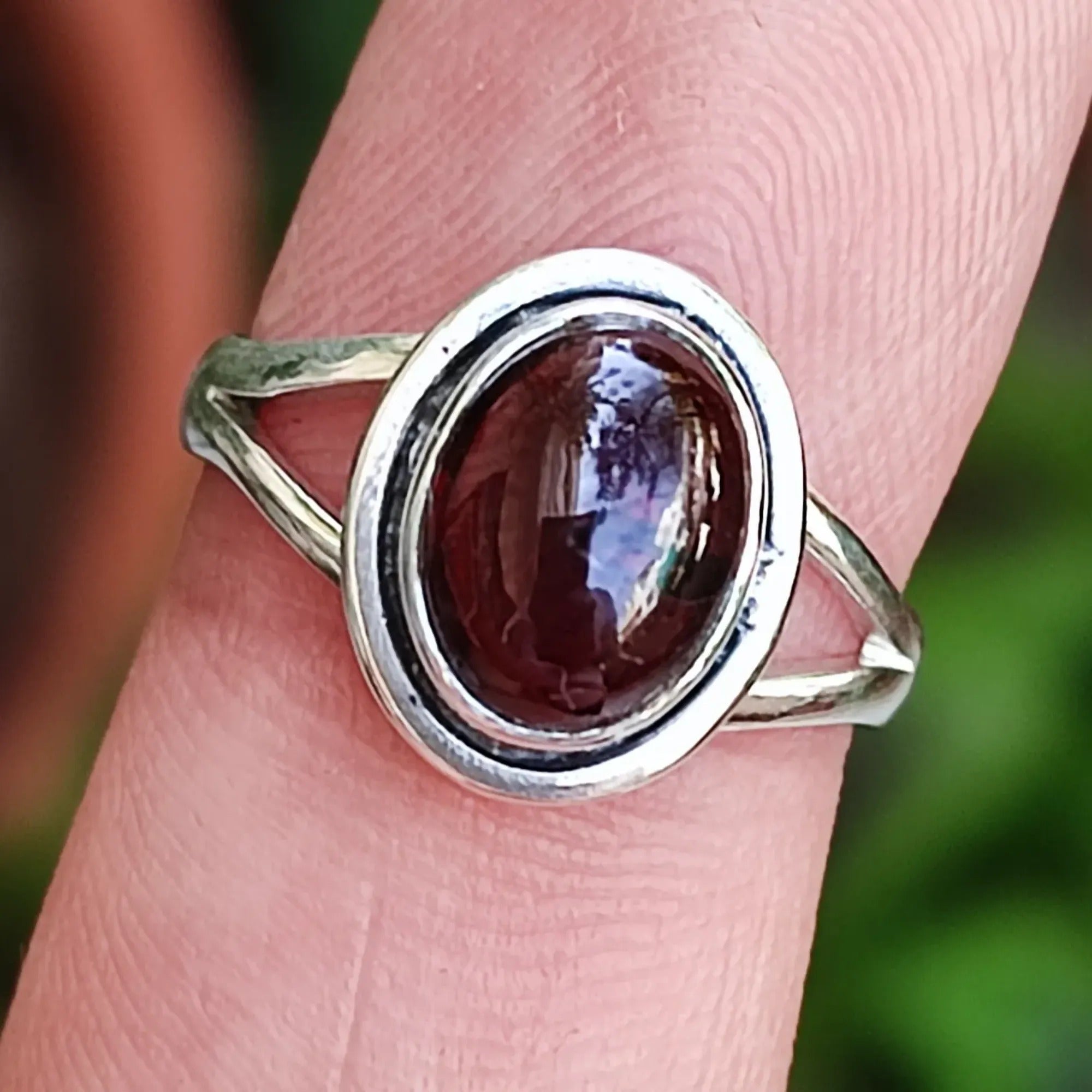 Garnet Oval 925 Sterling Silver Handmade Ring  - Boho June Birthstone Jewelry - Perfect Gift for Her Birthday Anniversary Christmas Valentine Day