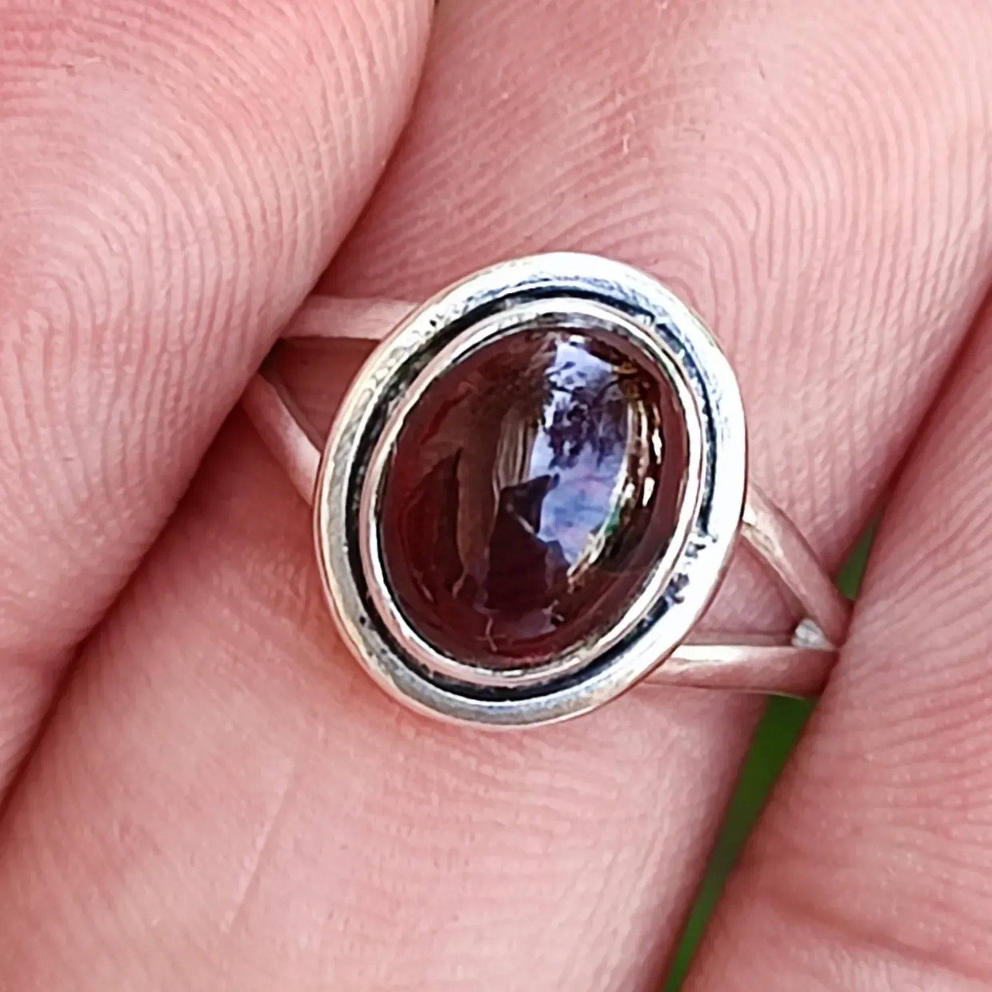 Garnet Oval 925 Sterling Silver Handmade Ring  - Boho June Birthstone Jewelry - Perfect Gift for Her Birthday Anniversary Christmas Valentine Day