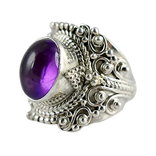 Navya Craft Amethyst Oval 925 Sterling Silver Handmade Ring Boho Jewelry Size 4 to 14 for Christmas Anniversary Birthday Valentine's Day Gift wife her mother sister best friend