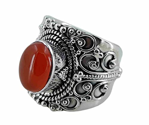 Navya Craft Carnelian Oval 925 Sterling Silver Ring Handmade Statement Women, Boho Jewelry for Christmas Anniversary Birthday Valentine Day Gift wife her mother sister best friend