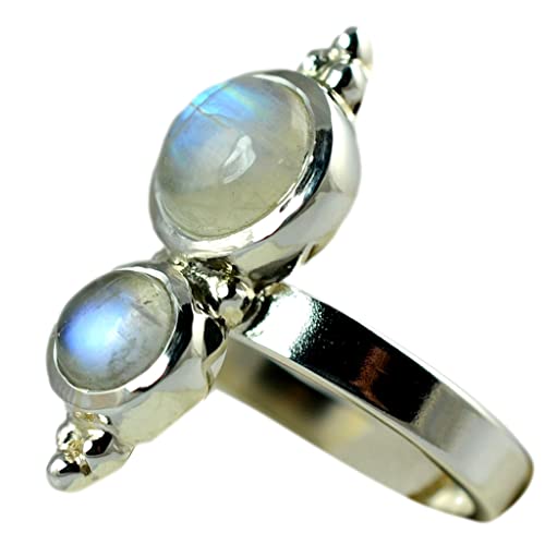 Rainbow Moonstone 925 Sterling Silver Handmade Statement Ring- Boho June Birthstone Jewelry - Perfect Gift for Her Birthday Anniversary Christmas Valentine Day