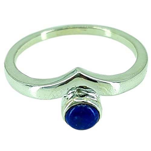 Lapis Lazuli 925 Sterling Silver Handmade Statement Ring - Natural Blue Round shape Gemstone Boho September Birthstone Jewelry - Perfect Gift for Her Birthday Anniversary Christmas Valentine Day