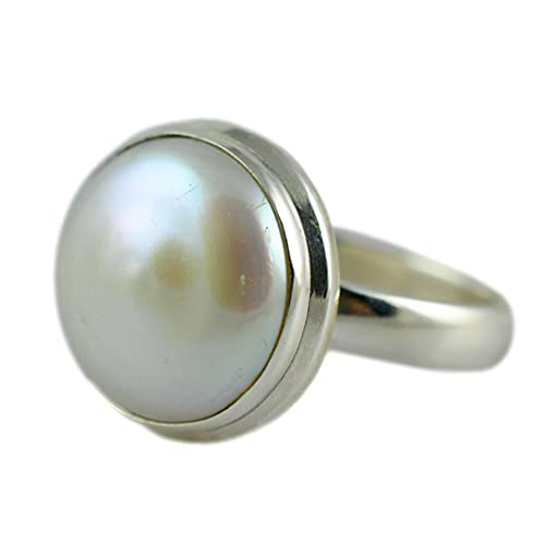 Coin Pearl Ring, 925 Sterling Silver Handmade statement Promise Ring, Freshwater Coin Pearl Jewelry, Gift for her Anniversary Birthday