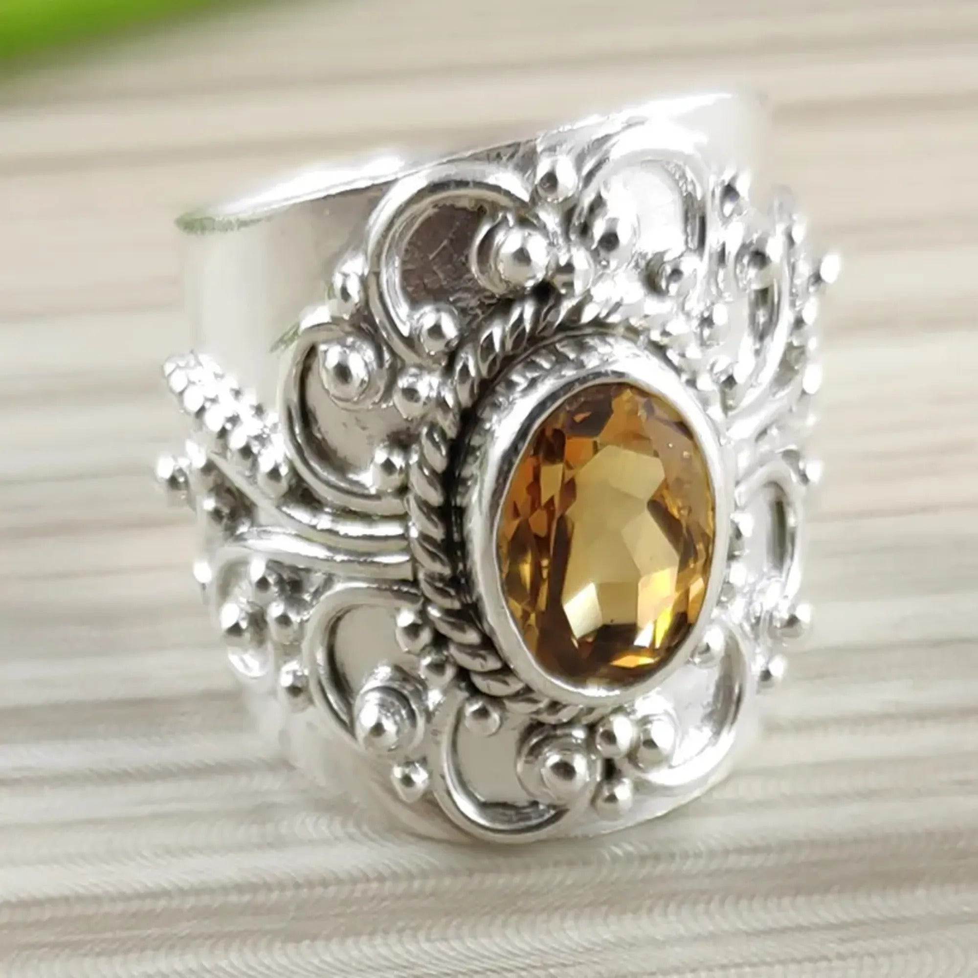 Citrine 925 Sterling Silver Handmade Ring - Boho November Birthstone Jewelry - Perfect Gift for Her Birthday Anniversary Christmas Valentine Day