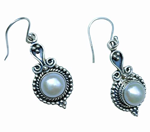 Navya Craft Freshwater Pearl 925 Silver Handmade Earrings for Women Dangle Drop, Boho Earrings Handmade Birthday Anniversary Wedding Marriage Gift Wife her Girl Friend Mother Sister Daughter