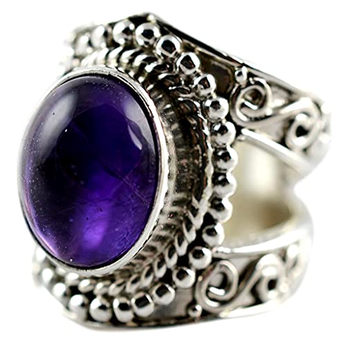 Navya Craft Amethyst oval 925 Sterling Silver Handmade Women Statement Ring Boho Ring Size 4 to 13 Christmas Anniversary Birthday Valentine day Gift wife her mother sister best friend