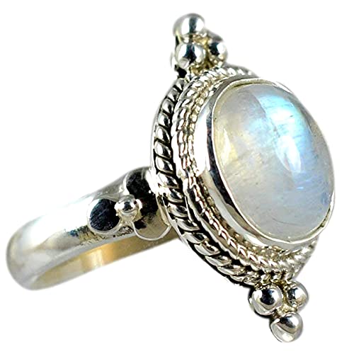 Rainbow Moonstone 925 Sterling Silver Handmade Statement Ring - Boho June Birthstone Jewelry - Perfect Gift for Her Birthday Anniversary Christmas Valentine Day