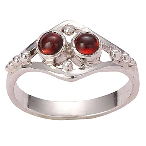 Garnet 925 Sterling Silver Handmade Ring - Boho January Birthstone Jewelry - Perfect Gift for Her Birthday Anniversary Christmas Valentine Day