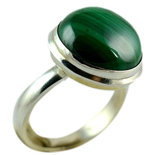 Navya Craft 925 Sterling Silver Malachite Handmade Women Ring Sizes 4 to 13 Boho Jewelry Christmas Anniversary Birthday Valentine day Gift for wife mother sister her