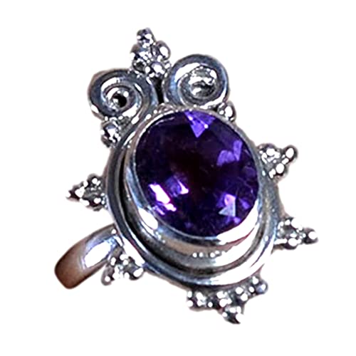 Navya Craft Amethyst 925 Sterling Silver Handmade Ring Boho Jewelry Size 4 to 14 US