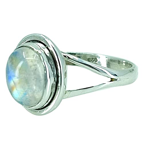 Rainbow Moonstone 925 Sterling Silver Handmade Statement Ring - Boho June Birthstone Jewelry - Perfect Gift for Her Birthday Anniversary Christmas Valentine Day