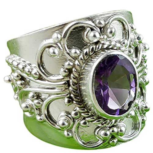 Navya Craft Amethyst 925 Sterling Silver Women Handmade Ring for Women Sizes 4 to 14 US