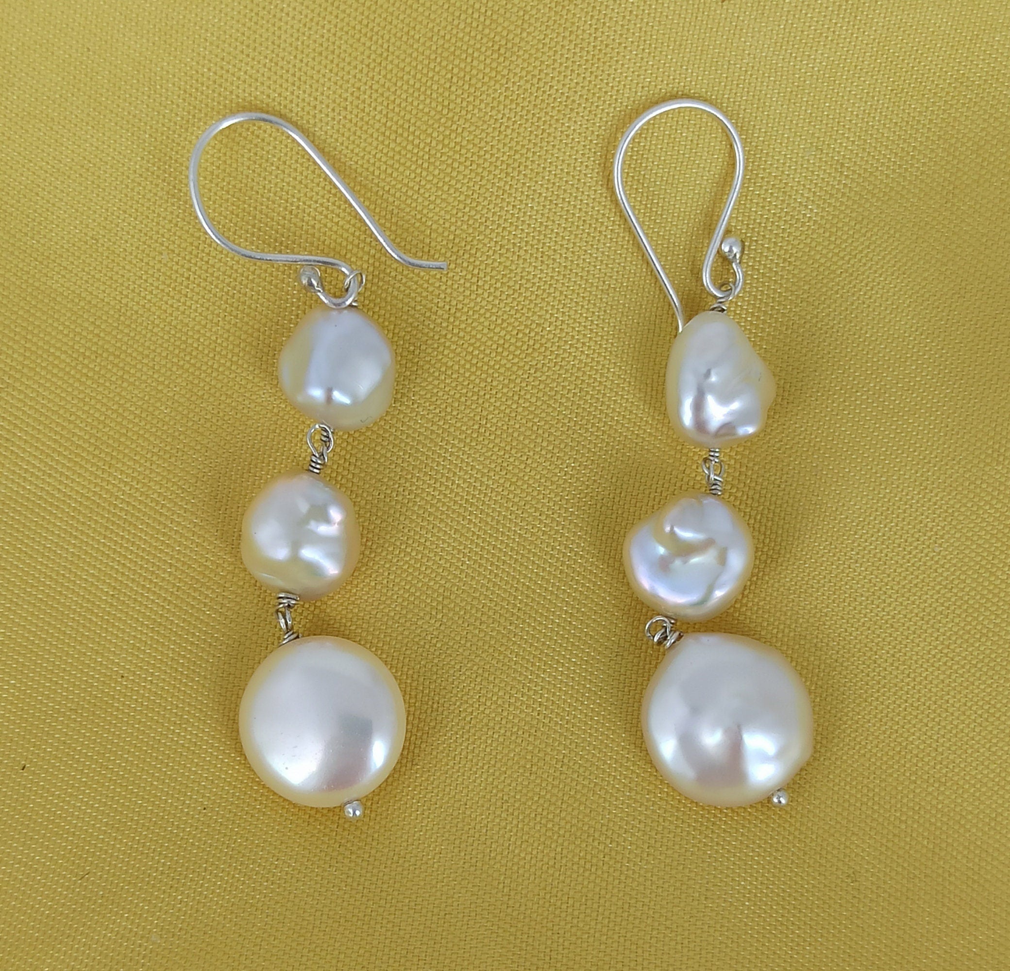 Freshwater Pearl 925 Sterling Silver Handmade Dangle Earrings for Women, Pearls Earrings, Boho Earrings, Gift for her, Handmade Earrings