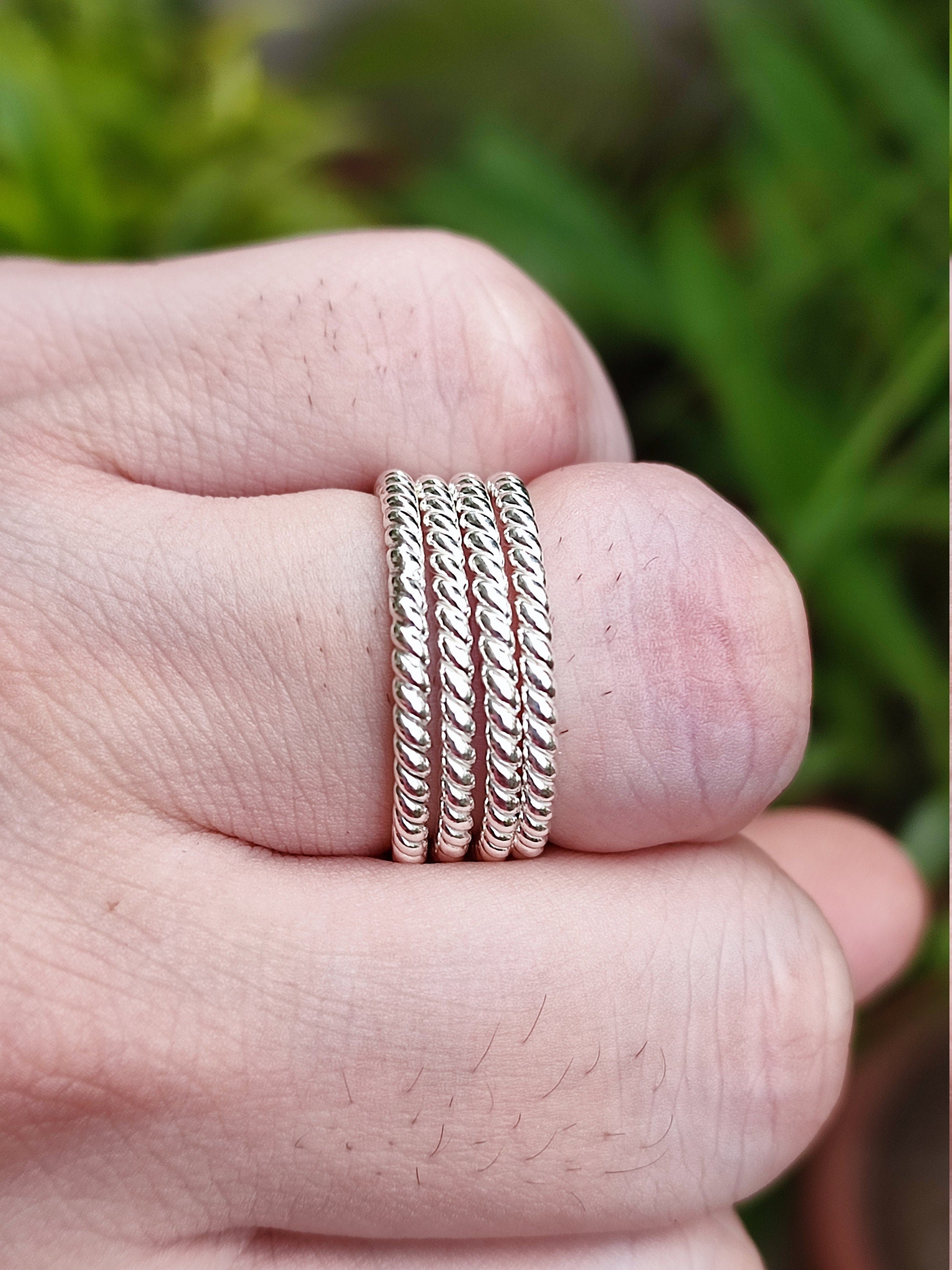 Twisted Wire Stackable Silver Midi Rings Band, 925 Sterling Silver Dainty Rings, Stacking Rings, Toe, Knuckle, Stack Silver Rings Set